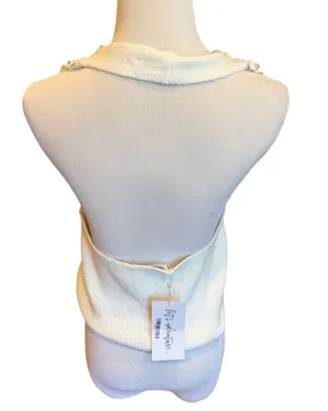 NWT 12th Tribe Trinity Knit Sequin Halter Top White L Cropped Soft thumbnail 6