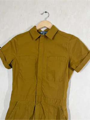 Title Nine Women’ Rosie Utility Romper Jumpsuit Ripstop Outdoor in Mustard XS thumbnail 3