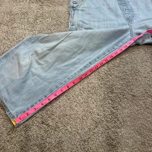 true 90s M vintage ETHYL Light wash denim overalls relaxed fit Cargo Workwear thumbnail 6