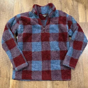 Eddie Bauer Fast Fleece Plush 1/4-Zip Small Checkered thumbnail 1