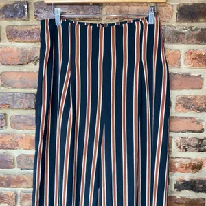 DO+BE Black Brown Striped Wide Leg Back Zip Pants Women's Size 12* thumbnail 3