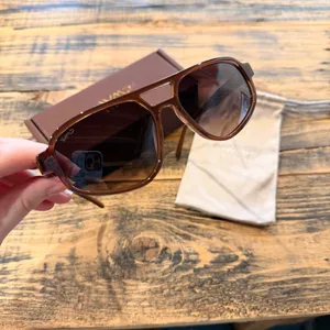 WMP Eyewear Brooklyn Oversized Aviator Sunglasses Brown thumbnail 4