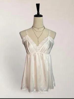 jcpenney Cream Satin Lace-Trim Chemise thumbnail 3