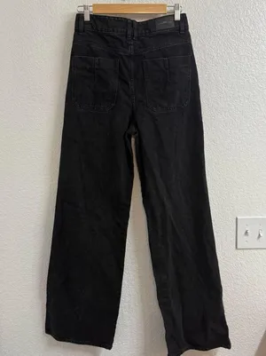 Zara black wide leg jeans size 6 thumbnail 2