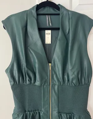 Anthropologie The Tommie Faux Leather Front-Zip Mini Shirt Dress, Size XL thumbnail 7