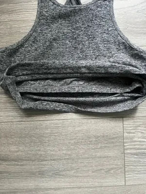 Beyond Yoga Gray Space Dye Longline Shelf Bra Cropped Tank Crossover Straps XL thumbnail 3