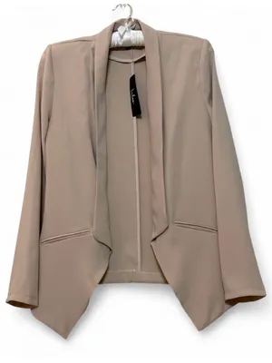 NWT Lulus Women’s Miss Punctuality Taupe Lightweight Open Front Blazer Size M thumbnail 4