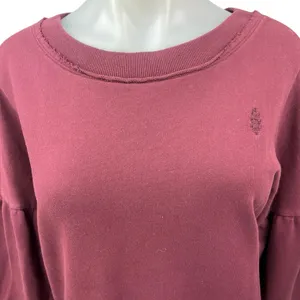 Free People Women's Purple Red Balloon Sleeve Pullover Sweatshirt Sweater Top XS thumbnail 3