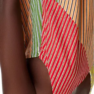 RHODE Nadia Maxi Dress Multi Stripe Patchwork Cotton Size 0 NWT thumbnail 9