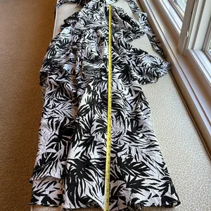 Lulus Black & White Plunging V Neck Halter Ruffled Tier Maxi Long Dress size S thumbnail 9