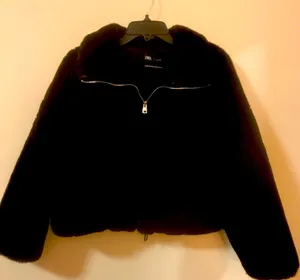 Zara Brand Black Fur Coat Absolutely Gorgeous Like New thumbnail 1