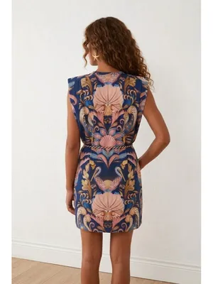 NWT FARM Rio Boho Beauty Cotton Bird Pelican T-shirt Mini Dress M thumbnail 2
