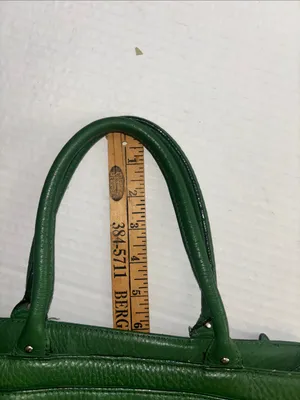 Cole Haan Vintage Green Leather Handbag Silver Hardware Suede Detail Preloved thumbnail 15