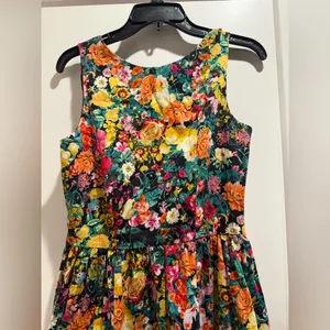 Zara Floral Open Back Skater‎ Dress Size M thumbnail 4