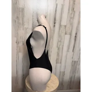 Classic Black Scoop Back Bodysuit | Stretchy Basic Tank One Piece – Size Medium thumbnail 3