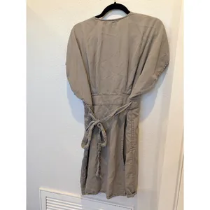 Quince Vintage Wash Tencel Button Front Dress Sage Green Large thumbnail 8