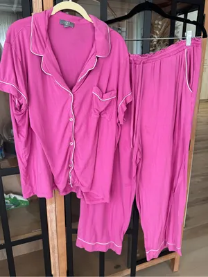 Ann Taylor LOFT Pajamas set modal Sleep Notch Collar Capri pants short sleeve thumbnail 1