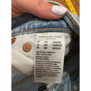 American Eagle Strigid Jeans Women 000 Light Wash Distressed Wide Leg High Rise thumbnail 5