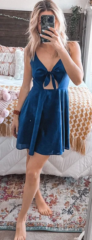 Kimchi Blue Navy Cut Out Mini Dress thumbnail 1