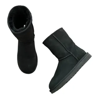 UGG Classic Short II Black Suede Shearling Winter Boots Size 7 thumbnail 1