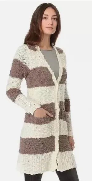 Free People | Cuddle Bear Rugby Stripe Boucle Duster Cardigan, size S thumbnail 1