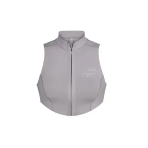 Skims Size xxs Sport Swim Mock Neck Zip Top Chrome Gray Sleeveless Zip Front NWT thumbnail 13