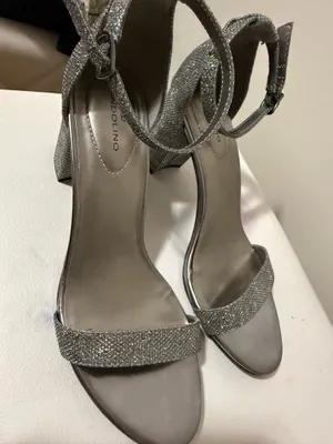 Silver Glitter Ankle-Strap Sandals for Women thumbnail 2