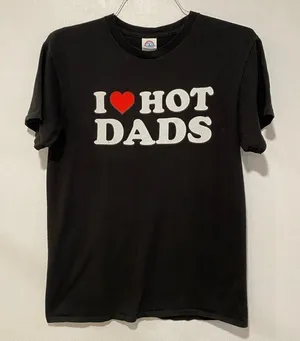 Delta Pro Weight Graphic T-Shirt – “I ❤️ Hot Dads” – Adult Medium thumbnail 1