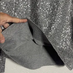 NEW Donna Karan New York Gray Sequin Top Long Sleeve Sparkle Preppy Holiday thumbnail 4