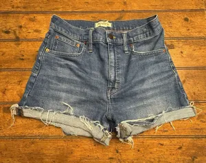 Madewell Blue Denim‎ Relaxed Distressed High Rise Shorts Size 27 thumbnail 1