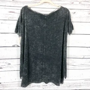 Free People Doran Velour Short Sleeved Top: Pewter thumbnail 4