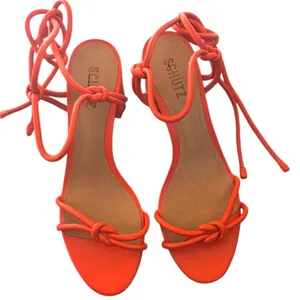 NWT SCHUTZ Leather Nicky Heeled Sandals Orange Size 8.5 thumbnail 4