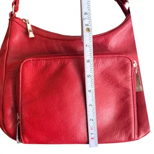 Wilsons Leather Pelle Studio Red Pebbled Leather Zip Shoulder Bag Purse thumbnail 6