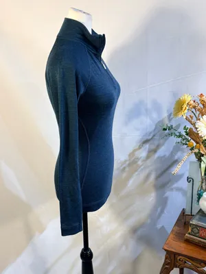 💥Smartwool Women’s Merino 250 Quarter-Zip Base Layer Top Blue Sz S 🧡 thumbnail 5