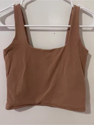 Abercrombie Tan Scoop Neck Crop Tank thumbnail 1