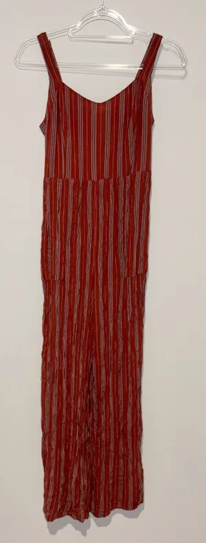 American Eagle‎ Striped wide leg jumpsuit red size medium thumbnail 1