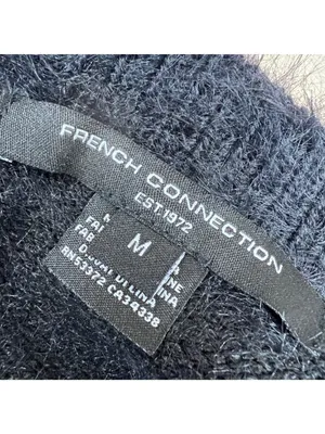 French Connection Fuzzy Cozy Cardigan Sweater Black Size Medium thumbnail 8