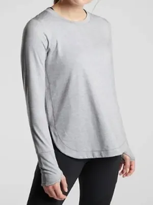 Athleta Women’s Uptempo Top Shirt Longsleeve Cozy in Gray S thumbnail 1