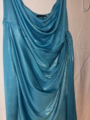 Thirty Thirty Blue Shimmery Cowl Neck Strapless Dress thumbnail 2