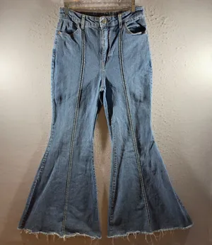 1611 | Wild Fable Super High-Rise Extreme Flare Seamed Jeans Blue Womens‎ 10 thumbnail 1