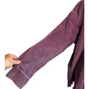 la miel Corduroy Shacket SZ M Purple Button Down Raw Hem Pocket Wide Wale Jacket thumbnail 4