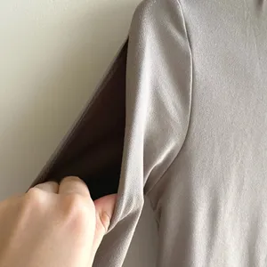 Klesis Taupe Cropped Long-Sleeve Top with Cutouts on Sleeves, Size S thumbnail 14