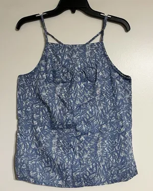 Prana Women's Zandra Tank‎ Top Blue Waimea Print Size Small Adjustable Strap thumbnail 1