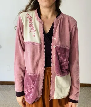 VINTAGE DRESS BARN Chenille Embroidered Cardigan thumbnail 1