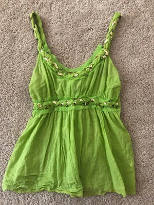 Vintage neon green strap top thumbnail 1
