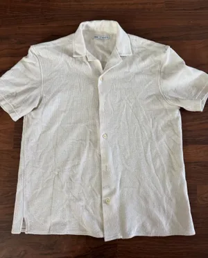 Men’s Zara cream short sleeve button down thumbnail 1
