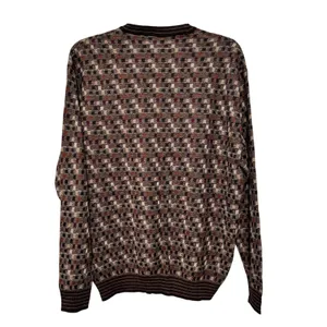 Norm Thompson Mens Geometric Knit Crewneck Sweater Brown Tan Burgundy XL 6244 thumbnail 5