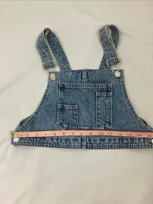 Zara Light Blue Denim Crop Overall Top Womens Size Medium thumbnail 6