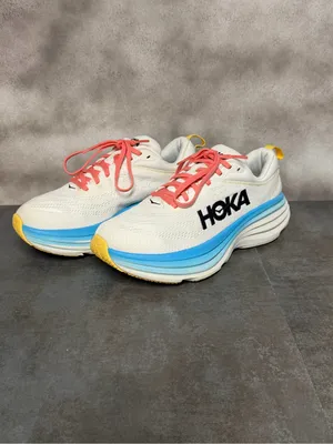 Hoka One One Bondi 8 Women’s Wide Sneakers Blanc De Blanc/Swim Day Size 7.5D thumbnail 2