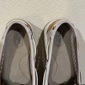 Sperry Top Sider size 7 Womens Beige White Leather Boat Shoes thumbnail 4